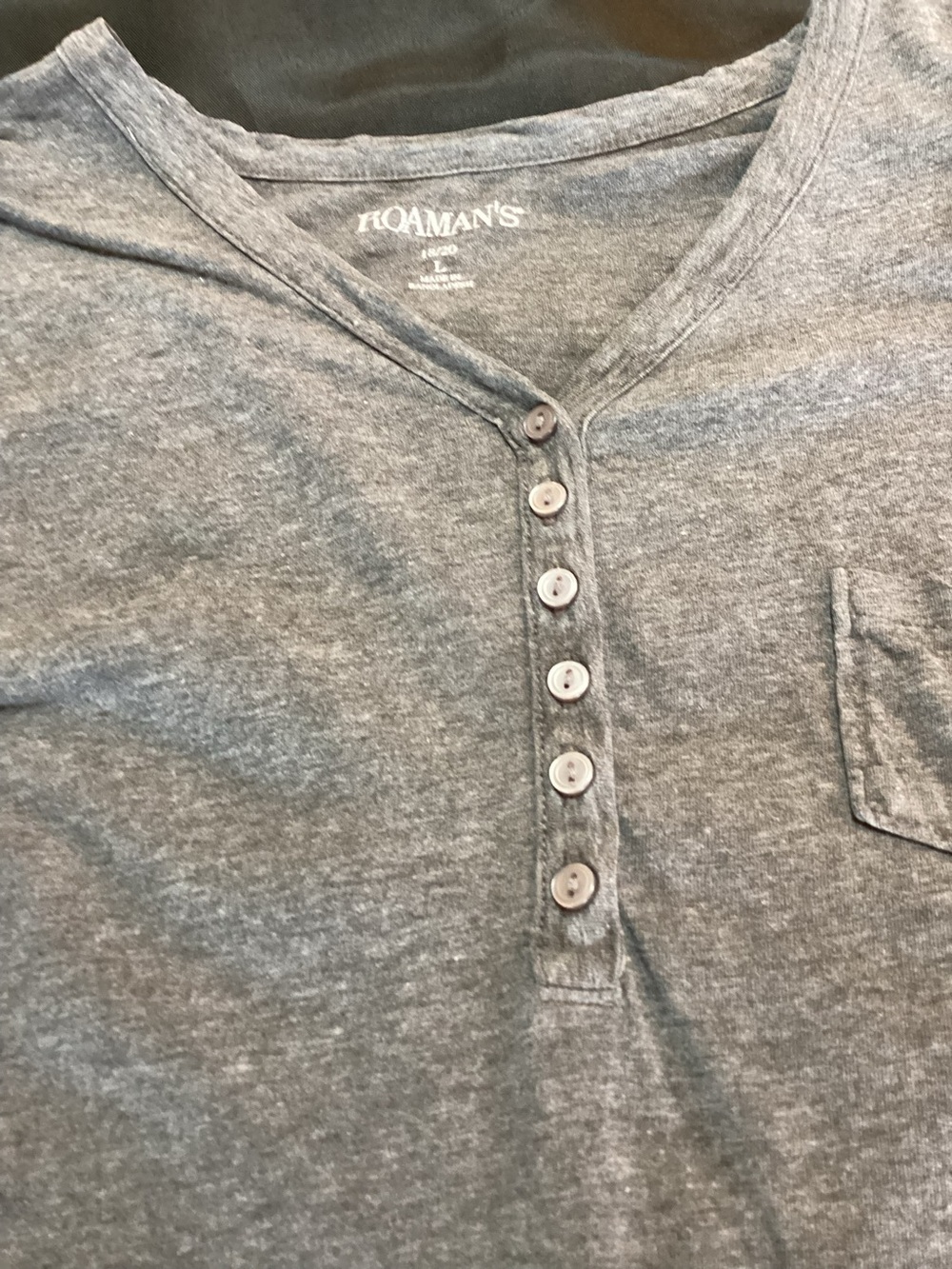 Roaman’s ,Women’s,Gray Henley Shirt,Size 18/20 Large